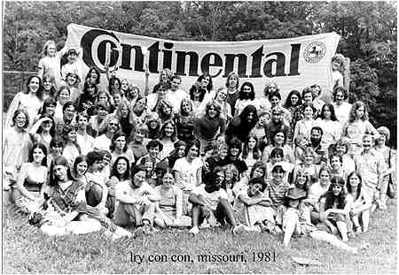 Group Shot, Con Con '81, Camp Dericotte, Missouri.  Half-tone photo probably copyright 1981 Vonnie Hicks **Click for enarged version**
