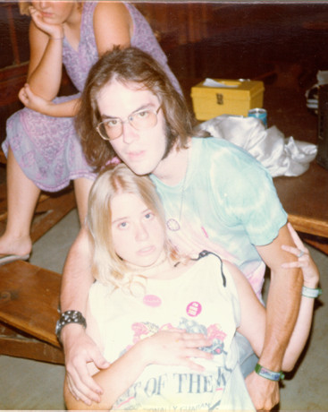 rosina, brian and kathryn, caught in the glare of the flash.  photo courtesy brian oelberg, copyright 1981 brian oelberg