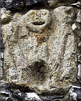 Buckland Sheela - All Saints Church, Buckinhamshire, England.  Picture courtesy of John Harding and Megalithica {click to go there}