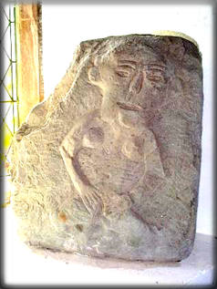 The Llandrindod Sheela, Powys Mid Wales.  Picture courtesy of John Harding and Megalithica {click to go there}