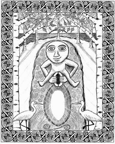 Sheela na Gig / Sla na Gige / Sla of the Trees  copyright 1998, 1999 kathryn price theatana (kpt/katharsis ink).  All rights reserved.  Click to return to Illustration Notes.